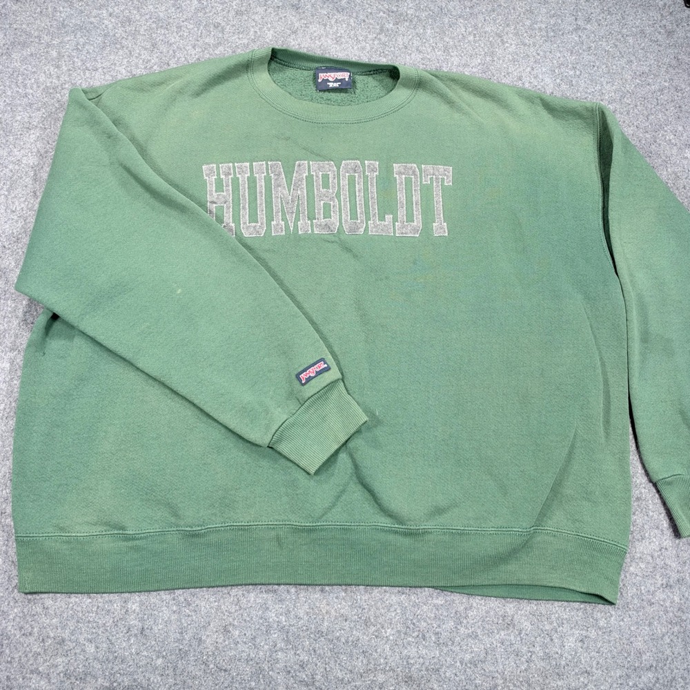Vintage JanSport Humboldt Sweatshirt XXL Green Spellout Crewneck Made in USA
